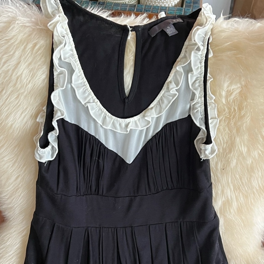 Elegant Black and White Ruffle Dress